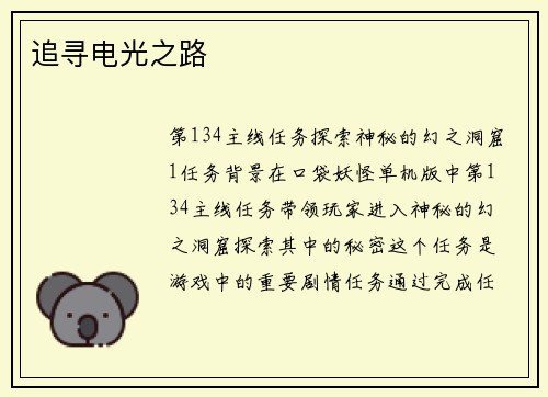 追寻电光之路